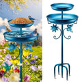 Daoeny Bird Bath for Outside, 42In Vintage Freestanding Birdbaths for Outdoors, Double Metal Bird Bath Feeder Bowls for Garden Patio Yard Lawn Decor, Upgraded 5-Pronged Base (Antique Bronze)