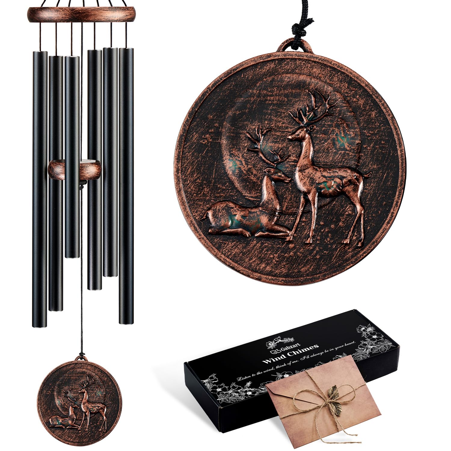 Wind Chimes for Outside, Vintage Hummingbird Deep Tone Wind Chime, Large Outdoor Hanging Decor for Patio Porch Balcony Garden, Gifts for Women Mom Grandma (32” Hummingbird)