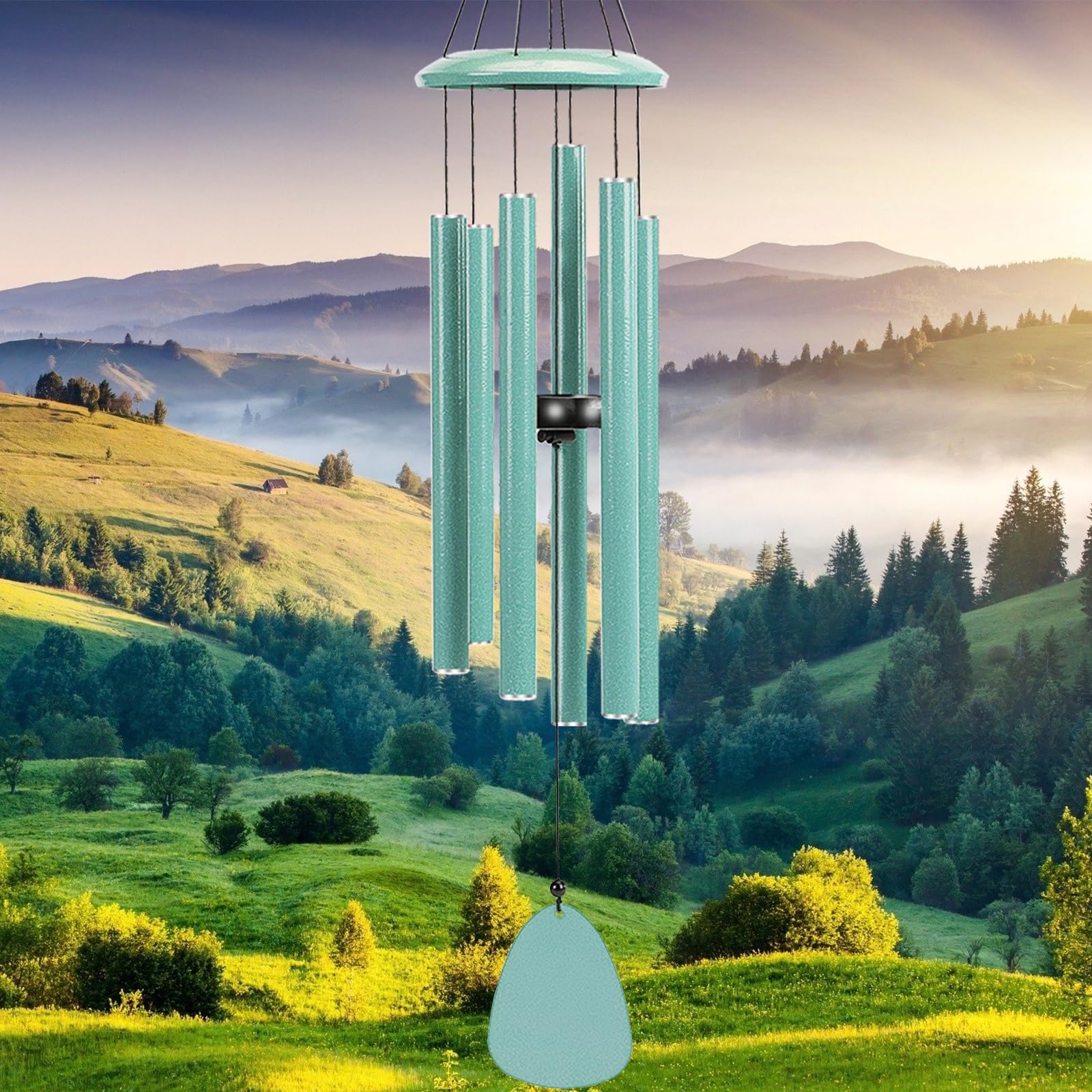 FSVGYY Wind-Chimes-Outdoor-Large-Decor, Deep Tone Soothing Melodic Tones Windchimes, Wind Chimes for Outside, Memorial Wind Chime Best Gift for Mom Women Grandma Neighbors（32" Black）